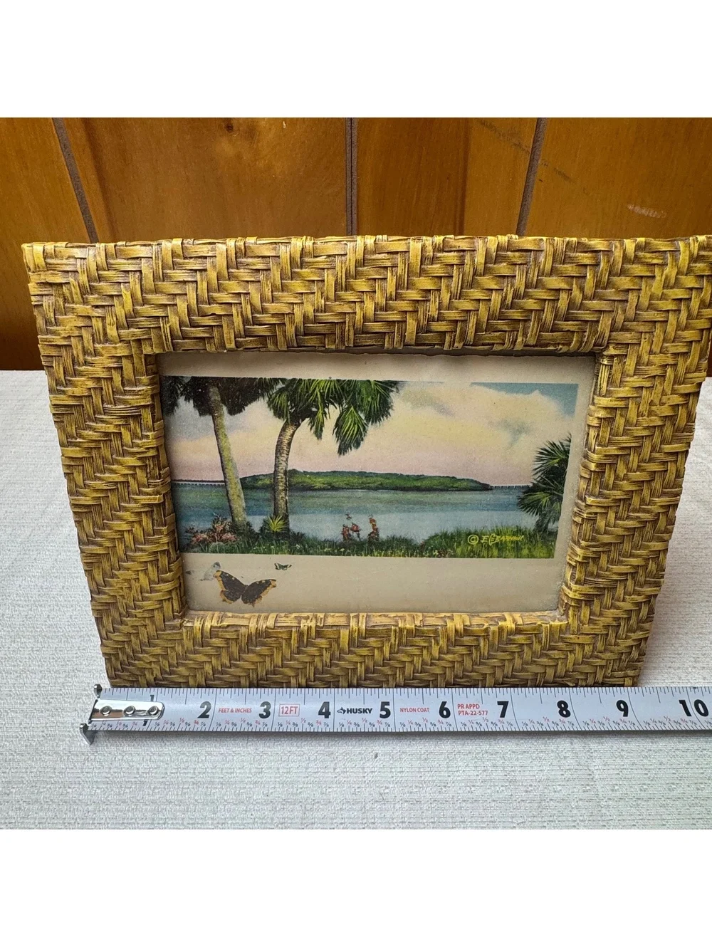 Vintage Ceramic Basketweave 5x7 Picture Frame Boho Coastal Cottage Decor